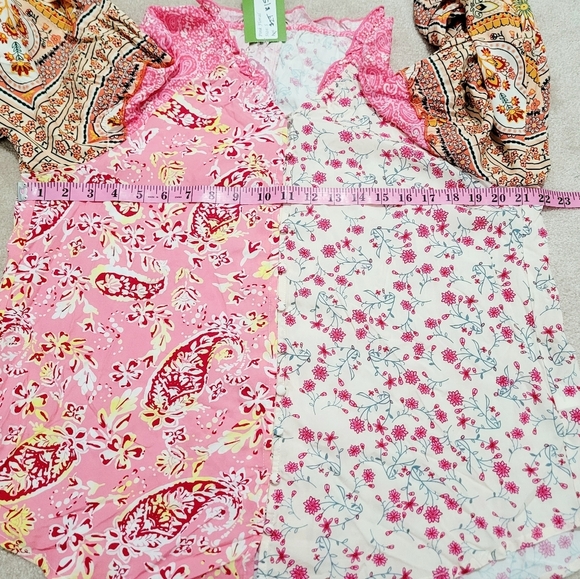 Boho Patchwork Blouse S Floral Paisley Viscose Long Sleeve Ruffle Neck Peasant - Picture 6 of 13